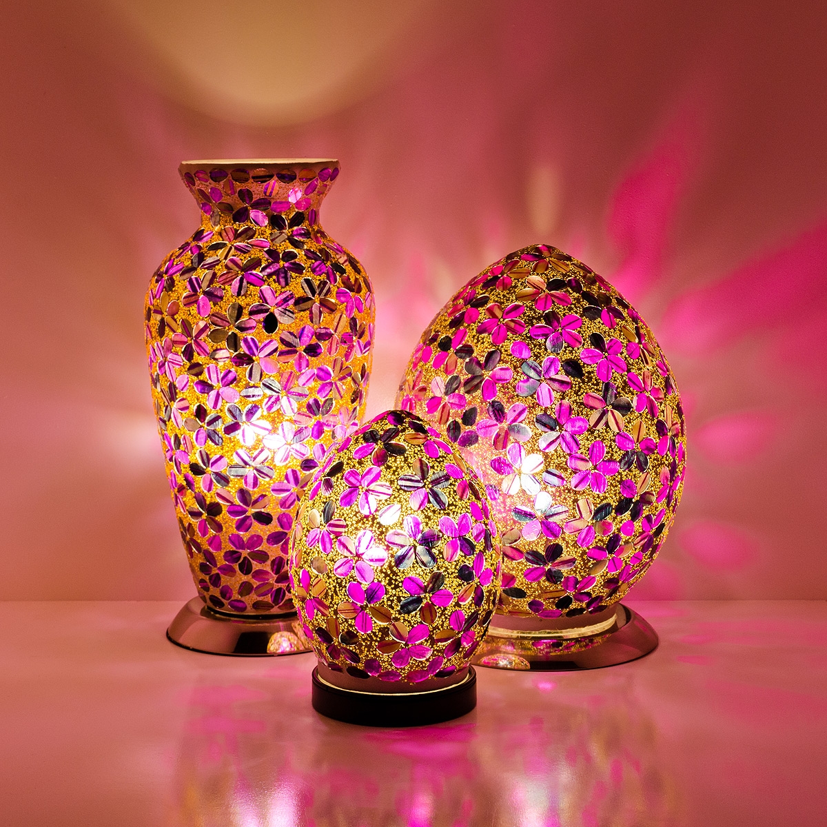 Mosaic Glass Lamps - Purple Tile Together