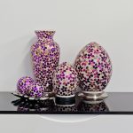 Mosaic Glass Lamps - Purple Tile Together - Turned Off