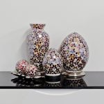 Mosaic Glass Lamps - Red Together - Turned Off