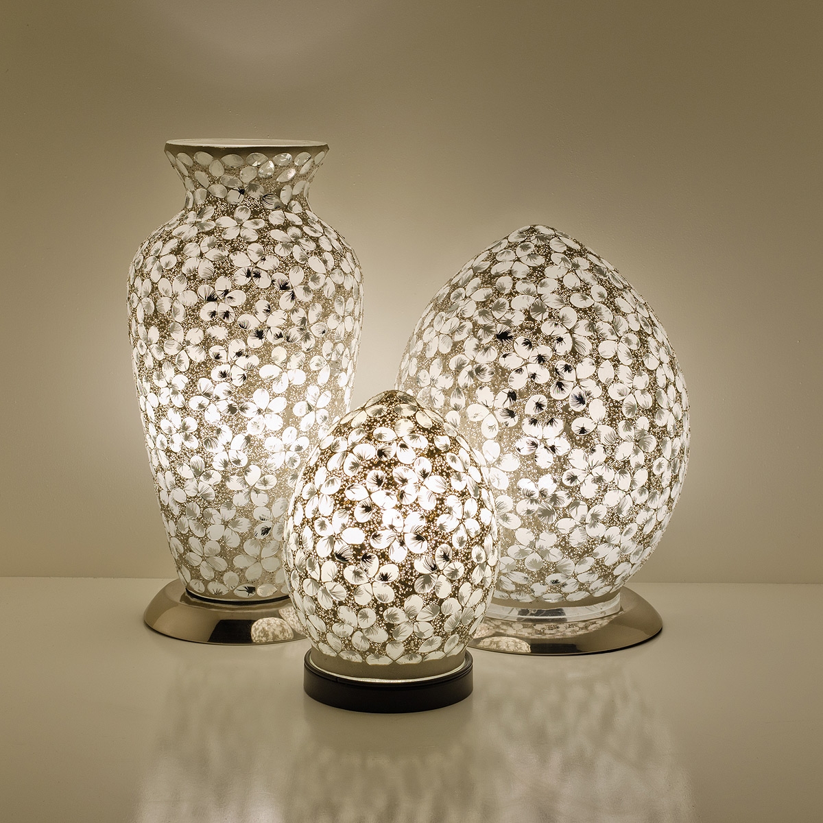 Mosaic Glass Lamps - White Together