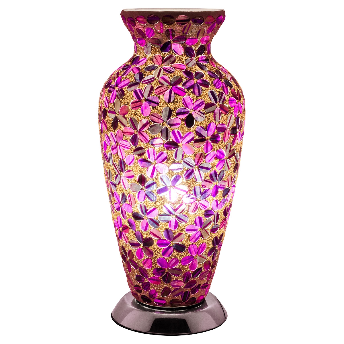 Mosaic Glass Vase Lamp - Purple Tile