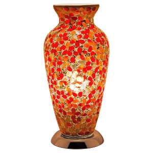 Mosaic Glass Vase Lamp - Red