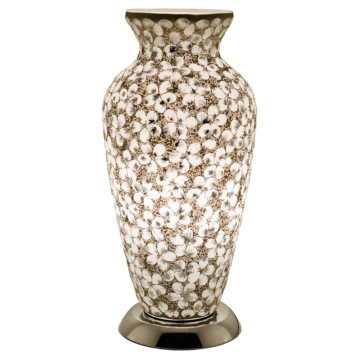 Mosaic Glass Vase Lamp - White