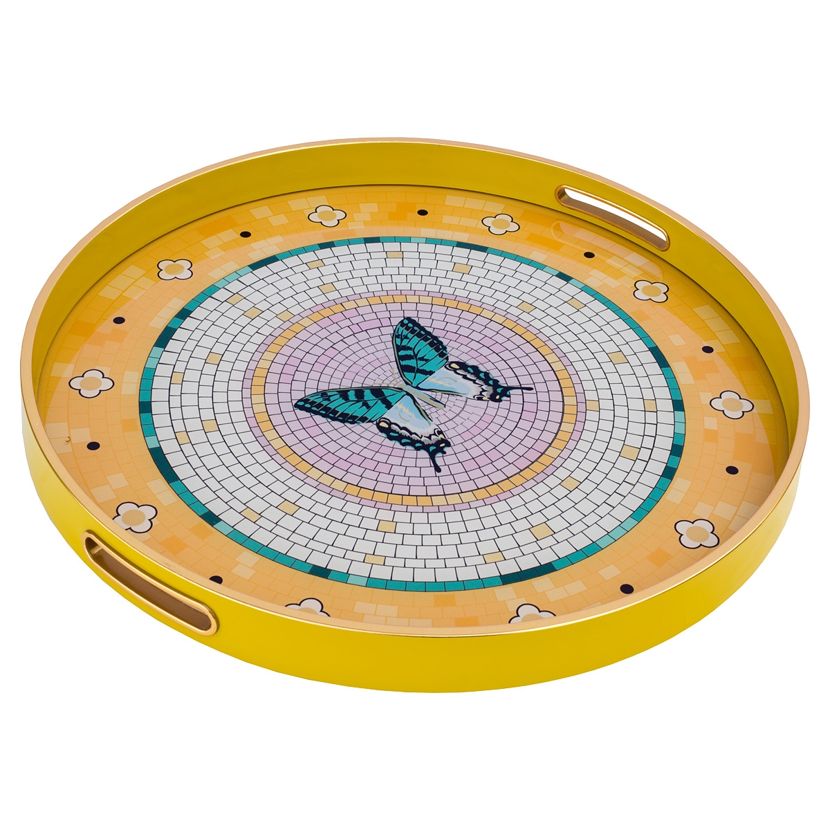 Circular Tray With Butterfly Design - Large