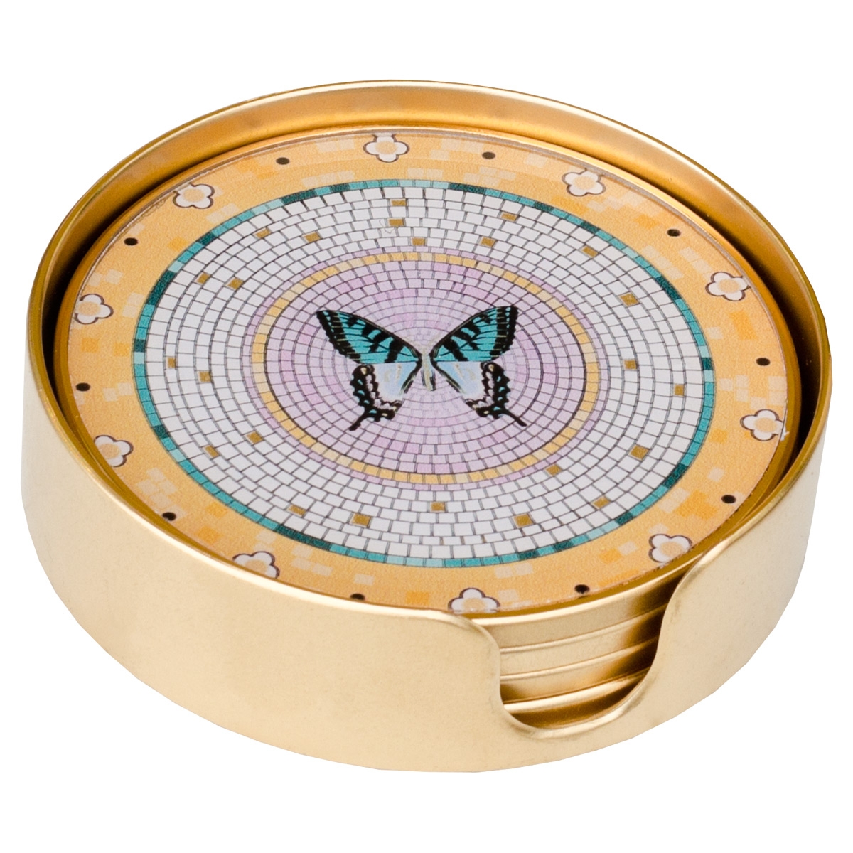 Coasters Circular Butterfly Design - Set of 4 Coasters Circular Butterfly Design - Set of 4