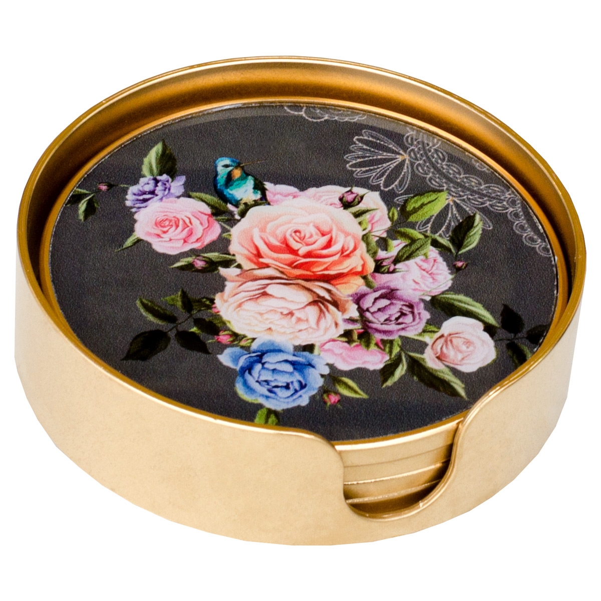 Coasters Circular Flowers Design - Set of 4