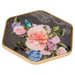 Hexagonal Coaster With Flowers Design