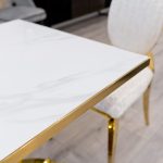 White Ceramic 70cm Square Table Top in our Showroom Close Up