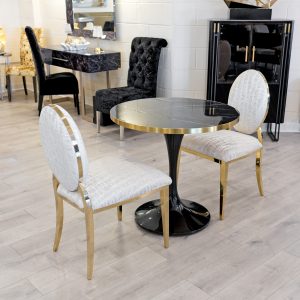 Black Ceramic 80cm Round Table Top in our Showroom