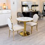 White Ceramic 80cm Round Table Top in our Showroom