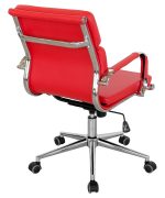 Red Faux Leather Office Chair Back