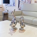 Ceramic Silver Duck in Boots in our Showroom