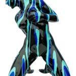 Black and Blue Kneeling Yoga Lady Sculpture