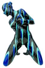 Black and Blue Kneeling Yoga Lady Sculpture