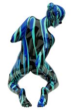 Black and Blue Kneeling Yoga Lady Sculpture - Back