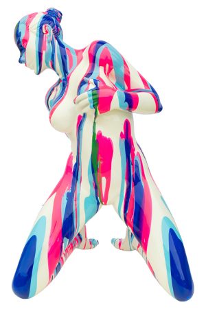 Pink and Blue Kneeling Yoga Lady Sculpture