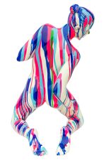 Pink and Blue Kneeling Yoga Lady Sculpture - Back