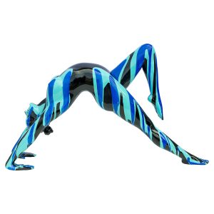 Black and Blue Stretching Yoga Lady Sculpture
