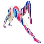 Amorous Pink and Blue Stretching Yoga Lady Sculpture - Image 5