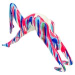 Amorous Pink and Blue Stretching Yoga Lady Sculpture - Image 4