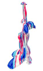 Large Pink and Blue Yoga Lady Sculpture - Left Side