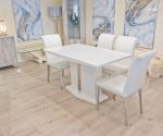 High Gloss White Extending Dining Table - Image 3