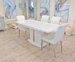 High Gloss White Extending Dining Table - Image 4