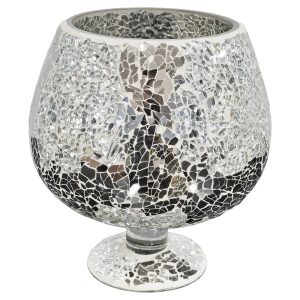 Mosaic Glass Mirrored Hurricane Vase