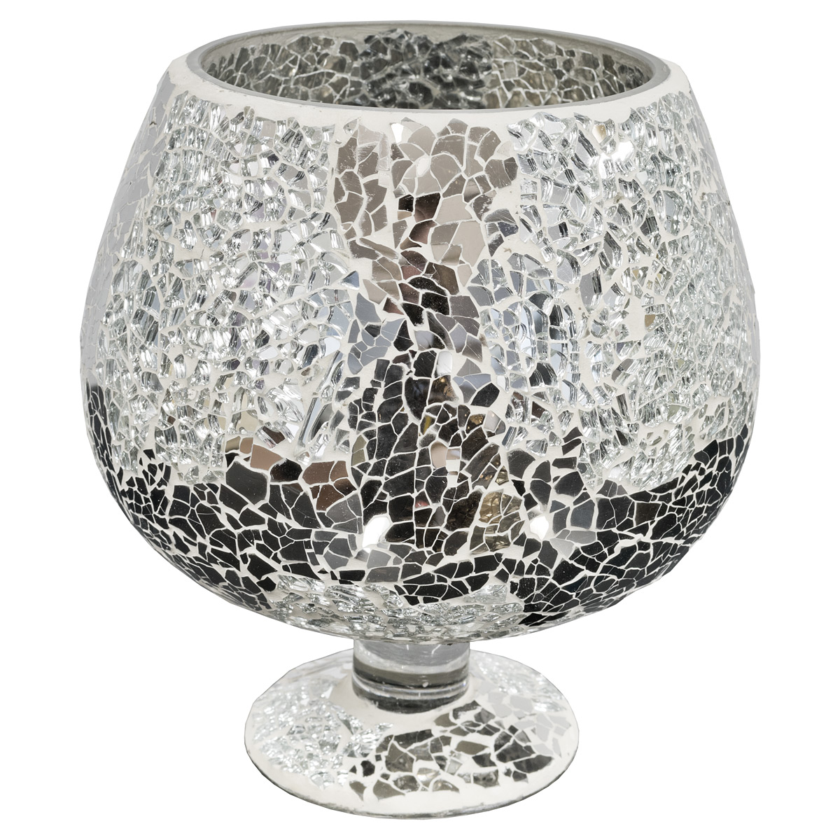 GM51M Mosaic Glass Mirrored Hurricane Vase Mosaic Glass Mirrored Hurricane Vase