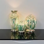 Mosaic Glass Vase Lamp - Art Deco Green - Image 2