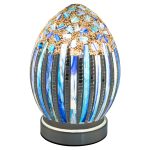 Mini Mosaic Glass Egg Lamp - Blue Deco