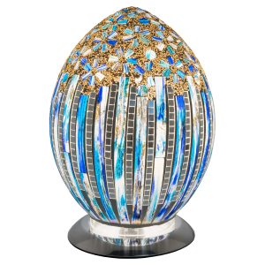 Mosaic Glass Egg Lamp - Blue Deco
