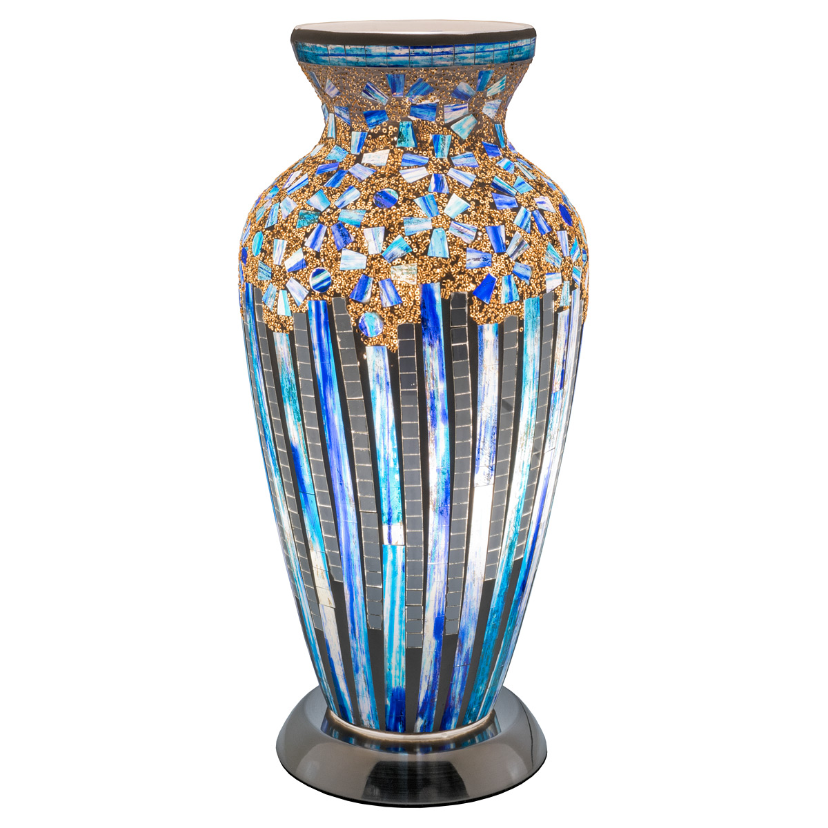 Mosaic Glass Vase Lamp - Blue Deco Mosaic Glass Vase Lamp - Blue Deco