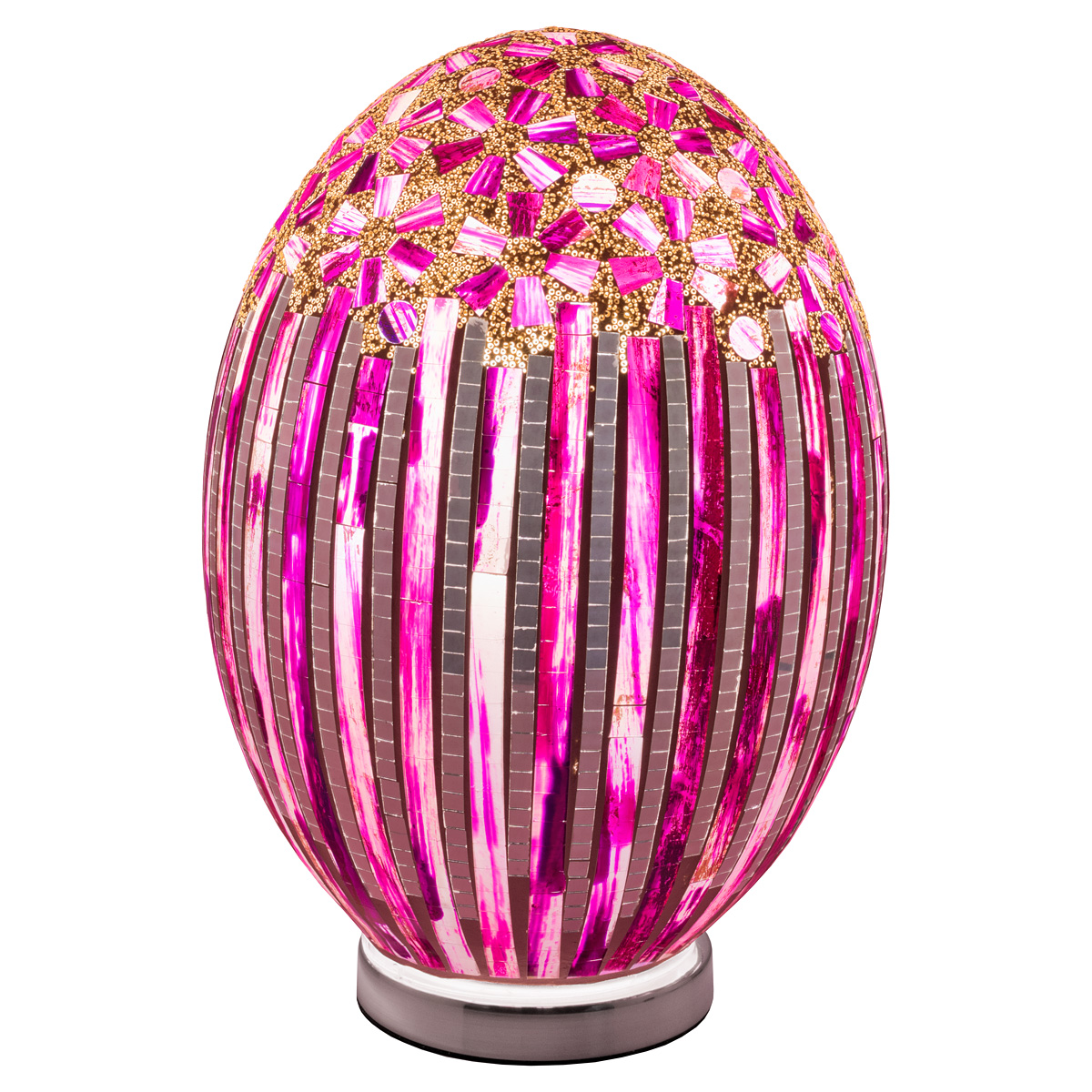 LM80RD Mosaic Glass Large Egg Lamp - Rose Deco Mosaic Glass Large Egg Lamp - Rose Deco