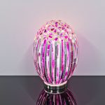 Mosaic Glass Large Egg Lamp - Rose Deco - Turned On