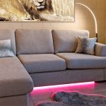 Pink Neon Tube Light Under Sofa