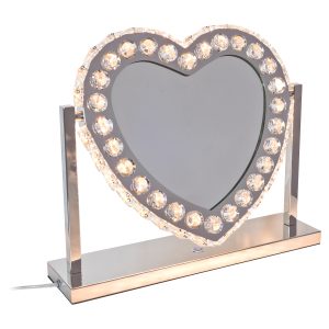 Glass Crystal Heart Light Up Mirror