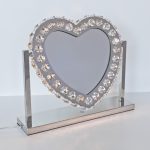 Glass Crystal Heart Light Up Mirror - Low Light Level