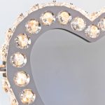 Glass Crystal Heart Light Up Mirror - Crystal Decorations - Turned On