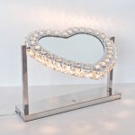 Glass Crystal Heart Light Up Mirror Tilted