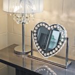 Glass Crystal Heart Light Up Mirror on Display