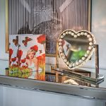 Glass Crystal Heart Light Up Mirror in our Showroom