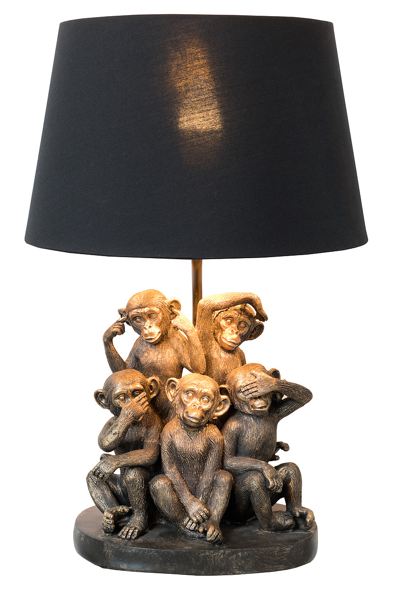 lw603_five_monkeys_lamp Five Monkey Troop Table Lamp - Image 1