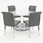 Jericho Clear Glass Dining Table Set with Kirkland Dining Chairs