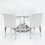 Jericho Clear Glass Dining Table Set with Kirkland Dining Chairs
