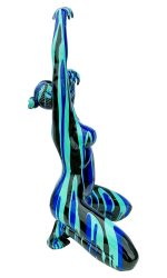 Large Blue and Black Yoga Lady Sculpture - Right Side