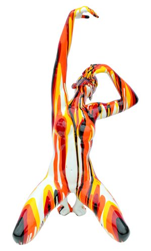Large Red and Yellow Yoga Lady Sculpture