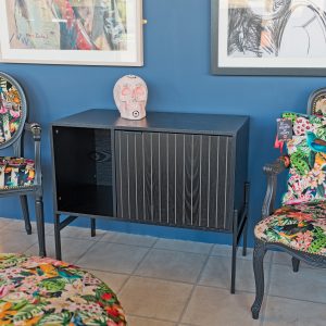 Groove Black Storage Cabinet in our Showroom