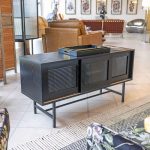 Black Sliding Door Entertainment Unit in our Furniture Showroom