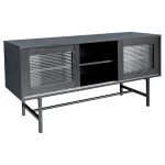 Black Sliding Door Entertainment Unit - Open Middle Door
